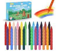 ECHOCUBE Ceras de Colores para Niños, 24 Crayones Colores Niños No Tóxicos Lavables para Graffiti y Coloreado, Crayones de Cera de Triángulo, Juego de ceras para años de Mayores 3 años