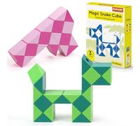 ECHOCUBE Cubo Mágico Serpiente, 2 Paquetes 24 Piezas Serpiente Rompecabezas Twist Regalos para Fiestas, Juguetes Creativos Educativos Serpiente Fidget para Niños/Adultos (Verde y Rosa)