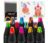 ECHOCUBE Pack de 12 Lápices Arcoíris, Lápices de Color 7 en 1 para Dibujo Profesional y Escritura de Oficina, Lápices de Madera Multicolor, Material de Papelería para Dibujar