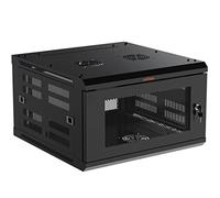 ECHOGEAR Rack de Red 6U - Kit de Montaje en Pared Cerrado Incluye 2 estantes de 1U, Ventilador premontado, Puerta con Cerradura y herrajes - 600 mm de Profundidad Que se Adapta a Todos Tus Equipos AV