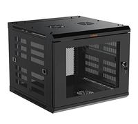 ECHOGEAR Rack de Red 9U - Kit de Montaje en Pared Cerrado Incluye 2 estantes de 1U, Ventilador premontado, Puerta con Cerradura y herrajes - 600 mm de Profundidad Que se Adapta a Todos Tus Equipos AV