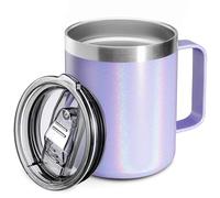 ECHOLEAF Taza térmica de acero inoxidable con asa, 360 ml (12 oz), con tapa for bebidas frías y calientes.(Purple)