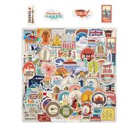 ECHOLOCATE 1 Juego de pegatinas retro para maleta y bolsa, 100 pegatinas decorativas impermeables para libros y manualidades