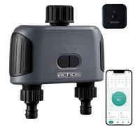 Echos Ordenador de riego dual con WiFi y puerta de enlace Alexa, Google Assistant WiFi, sistema de riego para jardín, temporizador automático, temporizador de riego automático (2 salidas con puerta de