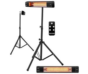 Echos Radiador de terraza, calefactor, infrarrojos, de carbono, 2500 W, pantalla, lámpara de carbono, temporizador de 24 horas, mando a distancia, protección contra salpicaduras, protección contra