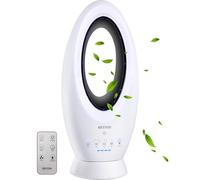 Echos® Ventilador de columna de diseño 2 en 1 con mando a distancia inalámbrico - Funcionamiento con batería o alimentación - Ventilador silencioso de mesa oscilante - Mando a distancia - Iluminación