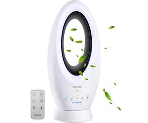 Echos® Ventilador de columna de diseño 2 en 1 con mando a distancia inalámbrico - Funcionamiento con batería o alimentación - Ventilador silencioso de mesa oscilante - Mando a distancia - Iluminación