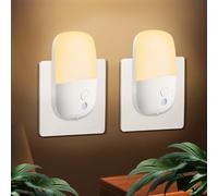 echosari Luz nocturna con sensor crepuscular, 2 unidades Luz nocturna LED con brillo regulable, modos ON/OFF/AUTO, luz de enchufe de 2700 K blanco cálido para niños, escaleras, pasillos, dormitorios
