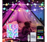 echosari Smart Star - Guirnalda de luces de hadas de 10 m RGB con chip integrado, 66 luces LED con aplicación, sincronización de música remota y sincronización de micrófono para dormitorio, jardín