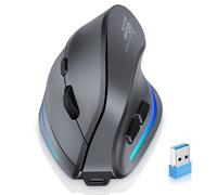 ECHTPower 2024 Upgrade Ratón Vertical, Ratón Ergonómico 2.4G Inalámbrico, 4800 dpi 6 Niveles Ajustables, Puerto Type-C, Clic Silencioso, Iluminado para Laptop, Desktop, PC, Macbook-Protege el Brazo