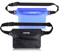 ECHTPower Bolsa impermeable impermeable con correa ajustable, protege el teléfono/dinero/tarjeta/llave, ideal para natación, rafting, kayak, canotaje, camping, senderismo, pesca (azul negro)