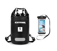 ECHTPower Mochila Impermeable 5L/10L/20L, Bolsa Estanca Impermeable con Funda de Móvil, 100% Impermeable con Doble Correa, Bolsa Seca para Paddle Surf, Playa, Kayak, Senderismo, Camping, Esquí, Pesca