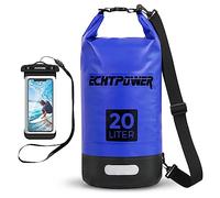 ECHTPower Mochila Impermeable 5L/10L/20L, Bolsa Estanca Impermeable con Funda de Móvil, 100% Impermeable con Doble Correa, Bolsa Seca para Paddle Surf, Playa, Kayak, Senderismo, Camping, Esquí, Pesca