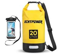 ECHTPower Mochila Impermeable 5L/10L/20L, Bolsa Estanca Impermeable con Funda de Móvil, 100% Impermeable con Doble Correa, Bolsa Seca para Paddle Surf, Playa, Kayak, Senderismo, Camping, Esquí, Pesca