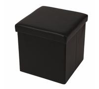 ECHTWERK Asiento Cubo, storecube, Taburete tapizado con Espacio de Almacenamiento, Caja de Almacenamiento Plegable, Plegable, Tapa extraíble, Piel sintética, Negro, Aprox. 38 x 38 x 38 cm