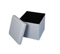 ECHTWERK Asiento Cubo, storecube, Taburete tapizado con Espacio de Almacenamiento, Caja de Almacenamiento Plegable, Plegable, Tapa extraíble, Piel sintética, Blanco, Aprox. 38 x 38 x 38 cm