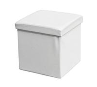 ECHTWERK Asiento Cubo, storecube, Taburete tapizado con Espacio de Almacenamiento, Caja de Almacenamiento Plegable, Plegable, Tapa extraíble, Piel sintética, Blanco, Aprox. 38 x 38 x 38 cm