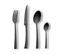 ECHTWERK Avelino Black Edition - Cubertería (16 piezas, para hasta 4 personas, acero inoxidable 18/10, mate, para mesa de comedor, decoración de mesa para bodas y mesa de fiesta