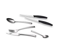 ECHTWERK Avelino - Cubertería (16 piezas, acero inoxidable 18/10, acabado brillante, incluye 2 cuchillos para panecillos, práctico cuchillo de desayuno de acero inoxidable con borde ondulado, color