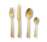 ECHTWERK Avelino Gold Edition - Cubertería (16 piezas, para hasta 4 personas, acero inoxidable 18/10, mate, para mesa de comedor, decoración de mesa para bodas y mesa de fiesta
