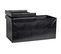 ECHTWERK Flex Acolchado con Funda de Piel sintética, Banco Taburete con Espacio, baúl de Almacenamiento Rectangular, Tapa extraíble, Negro, 38 x 76 x 37, 38x76x37,5