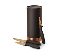 ECHTWERK Bloque de cuchillos con inserto de cerdas |Juego de cuchillos de cocina | Cuchillo multiusos | Cuchillo para pelar | Cuchillo de acero de hoja | Edición Cobre| 4pzas