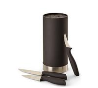 ECHTWERK Bloque de cuchillos con inserto de cerdas |Juego de cuchillos de cocina | Cuchillo multiusos | Cuchillo para pelar | Cuchillo de acero de hoja | Edición plateada | 4pzas