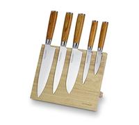 ECHTWERK bloque de cuchillos magnéticos, Juego de cuchillos de damasco de acero inoxidable, Plata, 21,5 x 12,5 x 35,7 cm