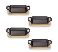 ECHTWERK Bol de hierro fundido para servir, Plato para servir, Mini cazuela con tabla para servir, Ya cocido, Apto para hornos, parrillas y barbacoas, Ideal para cocinar y servir, Ø 10 cm