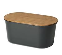 Echtwerk Caja de panera de melamina para Guardar Pan con Tapa de bambú, con Tabla de Cortar integrada, Negro