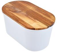 Echtwerk Fresh melamina, Caja de Almacenamiento, panera con Tapa, Tabla de Cortar de Madera de Acacia, para 1 kg de Pan, Blanco, talla única
