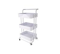 ECHTWERK Carro de Servicio móvil para Cocina/baño/Oficina con 3 Niveles, Carro de Cocina con cajones, Carro de Herramientas, Carro de Manualidades, con asa de Empuje, White-Edition, 43 x 32 x 86 cm