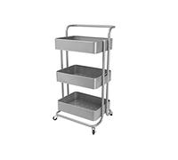 ECHTWERK Carro de Servicio móvil para Cocina/baño/Oficina con 3 Niveles, Carro de Cocina con cajones, Carro de Herramientas, Carro de artesanía, con asa de Empuje, Silver-Edition, 43 x 32 x 86 cm
