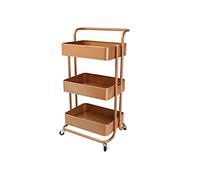 ECHTWERK Carro de Servicio móvil para Cocina/baño/Oficina con 3 Niveles, Carro de Cocina con cajones, Carro de Herramientas, Carro de Manualidades, con asa de Empuje, Cobre-Edición, 43 x 32 x 86 cm