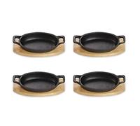 ECHTWERK Cazuela de hierro fundido con tabla de servir, Sartén para asar, Ya cocida, Apta para horno, parrilla, barbacoa e inducción, Ideal para servir, Edición pequeña, 4 uds.