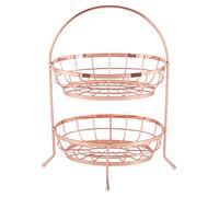 ECHTWERK Cobre Frutero de 2 Pisos, Cesta Hierro Decorativa, Almacenamiento para Fruta y verdura, Edición, 37 x 21,5 x 17,2 cm