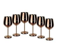 ECHTWERK Copas de vino/copas de vino irrompibles de acero inoxidable, edición cobre, 6 piezas, 21 x 7,3 cm, 0,5 L, EW-WG-1786K