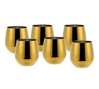 ECHTWERK Copas de vino, copas de vino tinto, copas de acero inoxidable, copas irrompibles, vasos inastillables, copas de cóctel, copas de camping, 500 ml, edición oro, 6 piezas