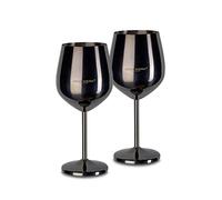 ECHTWERK copas de vino de acero inoxidable inastillables, juego de copas de vino, copa de vino tinto, copas de degustación de vino, robustas, irrompibles, Black Edition, 2pzs, 21x 7,3cm, 0,5L