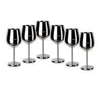 ECHTWERK Copas de vino irrompibles de acero inoxidable, juego de copas de vino tinto, copas de camping, copas de cóctel, robustas, irrompibles, edición plateada, 6 piezas, 21 x 7,3 cm, 0,5 L