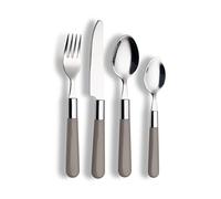 ECHTWERK Cubertería Bistro de 16 piezas, acero inoxidable, para 4 personas, con asas de plástico, color gris