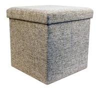 ECHTWERK Cubo de Asiento, Storecube, Taburete tapizado con Espacio de Almacenamiento, Caja de Almacenamiento Plegable, Plegable, Tapa extraíble, Tejido Texturizado, Gris, Aprox. 38 x 38 x 38 cm