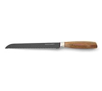 ECHTWERK Cuchillo de pan Negro-Edición cuchillo de cocina de acero inoxidable, filo dentado, mango ergonómico de madera de acacia, gran resistencia al corte longitud de hoja 20 cm
