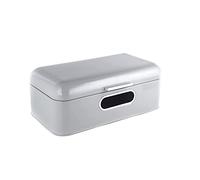 ECHTWERK Elegante panera de metal retro con ventana, caja de almacenamiento de ahorro de espacio, cesta de pan con tapa, almacenamiento para pan fresco aún más tiempo, gris, 42 x 23 x 16,5 cm