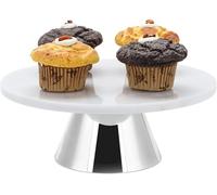 ECHTWERK Elegante plato de mármol para tartas con soporte para servir comida, fruta, queso y postres, para fiestas o bodas, edición dorada, Ø 22 cm