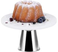 ECHTWERK Elegante tartera de mármol con pie para servir comida, fruta, queso y postres, para fiestas o bodas, edición en plata, Ø 22 cm