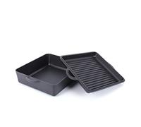 ECHTWERK EW-GE-1361 Juego 2 en 1 de Asador Universal de Hierro Fundido, 6.5 L, Negro