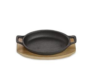 ECHTWERK fuente de hierro fundido, fuente de servir, cazuela con tabla de servir, sartén grill, ya cocida, apta para hornos, grill, barbacoa e inducción, Big-Edition, Ø 12 cm