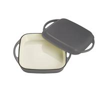 Echtwerk Juego 2 en 1 Universal - Sartén de hierro fundido para asar y servir con tapa - Hierro fundido con revestimiento esmaltado - Apta para horno, barbacoa, parrilla e inducción - Gris - 1,5 l