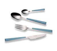 ECHTWERK Juego Basic con Mangos de plástico, Camping, Picnic, Cubiertos de Exterior, Acero Inoxidable 18/0, Azul Claro